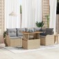 vidaXL Set di divano da giardino 6 pezzi con cuscini, in polirattan beige e legno di acacia.