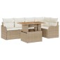 vidaXL Set di divani da giardino in 6 pezzi con cuscini beige in rattan polietilene e legno di acacia. vidaXL Set di divani da giardino in 6 pezzi con cuscini beige in rattan polietilene e legno di acacia.