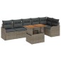 vidaXL Set da Giardino in 7 Pezzi con Cuscini Grigi in Rattan Sintetico e Acacia