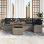 vidaXL Set da Giardino in 7 Pezzi con Cuscini Grigi in Rattan Sintetico e Acacia