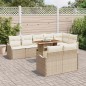 vidaXL Set di Divani da Giardino con Cuscini Beige Rattan Polietilene Acacia