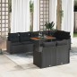 vidaXL Set da Giardino 9 Pezzi con Cuscini in Rattan Sintetico Nero e Acacia vidaXL Set da Giardino 9 Pezzi con Cuscini in Rattan Sintetico Nero e Acacia