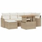 vidaXL Set di divani da giardino 7 pezzi con cuscini beige in rattan polietilene e acacia vidaXL Set di divani da giardino 7 pezzi con cuscini beige in rattan polietilene e acacia
