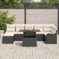 vidaXL Set di divani da giardino , 8 pezzi con cuscini, rattan sintetico nero, legno di acacia.