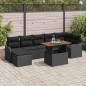 vidaXL Set di divani da giardino 8 pezzi con cuscini neri in rattan sintetico e legno di acacia