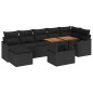 vidaXL Set di divani da giardino 8 pezzi con cuscini neri in rattan sintetico e legno di acacia