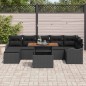 vidaXL Set di divani da giardino 8 pezzi con cuscini neri in rattan sintetico e legno di acacia