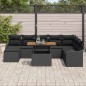 vidaXL Set giardino con divano a 9 pezzi e cuscini in rattan nero e acacia.