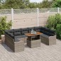vidaXL Set di Divani da Giardino vitaXL in 10 Pezzi con Cuscini Grigi in Polyrattan e Legno di Acacia.