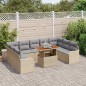 vidaXL Set di divani da giardino da 10 pezzi con cuscini beige, polyrattan e acacia.