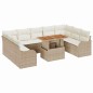vidaXL Set di divani da giardino da 10 pezzi con cuscini beige in rattan sintetico e acacia. vidaXL Set di divani da giardino da 10 pezzi con cuscini beige in rattan sintetico e acacia.