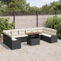 vidaXL Set di divani da giardino 11 pezzi con cuscini in rattan sintetico nero e legno di acacia.