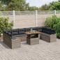 vidaXL Set da giardino 11 pezzi con cuscini, in rattan sintetico e acacia grigia vidaXL Set da giardino 11 pezzi con cuscini, in rattan sintetico e acacia grigia