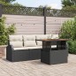 vidaXL Set da pranzo da giardino 5 pezzi con cuscini in rattan sintetico nero e legno di acacia.
