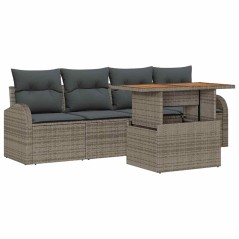 vidaXL Set da Pranzo da Giardino 5 Pezzi con Cuscini Grigi in Rattan Sintetico e Acacia