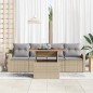 vidaXL Set da Pranzo da Giardino 5 Pezzi con Cuscini Beige in Rattan e Trama Acacia