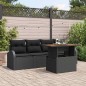 vidaXL Set da pranzo da giardino in 5 pezzi di con cuscini in rattan poliestere nero e acacia