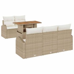 vidaXL Set da pranzo da giardino 6 pezzi con cuscini in rattan beige e acacia