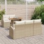 vidaXL Set da pranzo da giardino 6 pezzi con cuscini in rattan beige e acacia vidaXL Set da pranzo da giardino 6 pezzi con cuscini in rattan beige e acacia