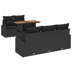 vidaXL Set da Pranzo da Giardino a 6 Pezzi con Cuscini in Rattan Nero e Acacia