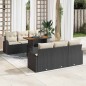 vidaXL Set da Pranzo da Giardino da 7 Pezzi con Cuscini in Rattan Polyrattan Nero e Acacia