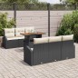 vidaXL Set da Pranzo da Giardino da 7 Pezzi con Cuscini in Rattan Polyrattan Nero e Acacia