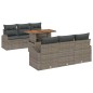 vidaXL Set da pranzo da giardino 7 pezzi con cuscini grigi in rattan sintetico e acacia vidaXL Set da pranzo da giardino 7 pezzi con cuscini grigi in rattan sintetico e acacia