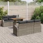 vidaXL Set da pranzo da giardino 7 pezzi con cuscini grigi in rattan sintetico e acacia vidaXL Set da pranzo da giardino 7 pezzi con cuscini grigi in rattan sintetico e acacia