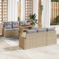 vidaXL Set da Pranzo da Giardino da 7 Pezzi con Cuscini Beige in Rattan Sintetico e Acacia