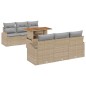 vidaXL Set da Pranzo da Giardino da 7 Pezzi con Cuscini Beige in Rattan Sintetico e Acacia