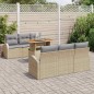 vidaXL Set da Pranzo da Giardino da 7 Pezzi con Cuscini Beige in Rattan Sintetico e Acacia