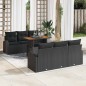 vidaXL Set da Pranzo da Giardino 7 Pezzi con Cuscini in Rattan Sintetico Nero e Acacia