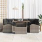vidaXL Set da giardino 7 pezzi con cuscini grigi in polyrattan e acacia
