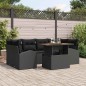 vidaXL Set da pranzo da giardino 7 pezzi con cuscini in rattan sintetico nero e legno di acacia