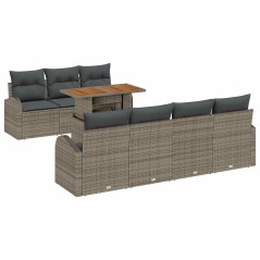 vidaXL Set da Pranzo da Giardino 8 Pezzi con Cuscini Grigio in Rattan Sintetico e Acacia