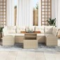 vidaXL Set da Pranzo da Giardino da 8 Pezzi con Cuscini Beige in Rattan Sintetico e Acacia. vidaXL Set da Pranzo da Giardino da 8 Pezzi con Cuscini Beige in Rattan Sintetico e Acacia.