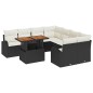 vidaXL Set da pranzo da giardino con 9 pezzi e cuscini neri in rattan sintetico e legno di acacia.