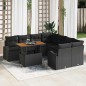 vidaXL Set da pranzo da giardino da 9 pezzi con cuscini in rattan sintetico nero e acacia vidaXL Set da pranzo da giardino da 9 pezzi con cuscini in rattan sintetico nero e acacia