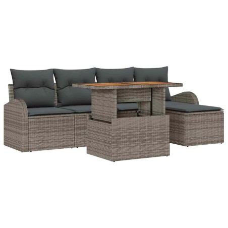 vidaXL Set da Pranzo da Giardino 6 Pezzi con Cuscini Grigi in Rattan Sintetico e Acacia