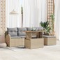 vidaXL Set da pranzo da giardino 6 pezzi di con cuscini beige in rattan sintetico e acacia vidaXL Set da pranzo da giardino 6 pezzi di con cuscini beige in rattan sintetico e acacia
