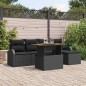 vidaXL Set da pranzo da giardino 6 pezzi con cuscini neri in polirattan e acacia