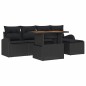 vidaXL Set da pranzo da giardino 6 pezzi con cuscini neri in polirattan e acacia