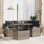 vidaXL Set da pranzo da giardino 5 pezzi con cuscini grigi in rattan e polirattan