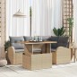 vidaXL Set da pranzo da giardino a 5 pezzi con cuscini in rattan sintetico beige e acacia.