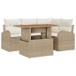vidaXL Set da Pranzo da Giardino 5 Pezzi con Cuscini Beige in Rattan Sintetico e Acacia vidaXL Set da Pranzo da Giardino 5 Pezzi con Cuscini Beige in Rattan Sintetico e Acacia