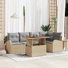 vidaXL Set da pranzo da giardino in 6 pezzi con cuscini beige