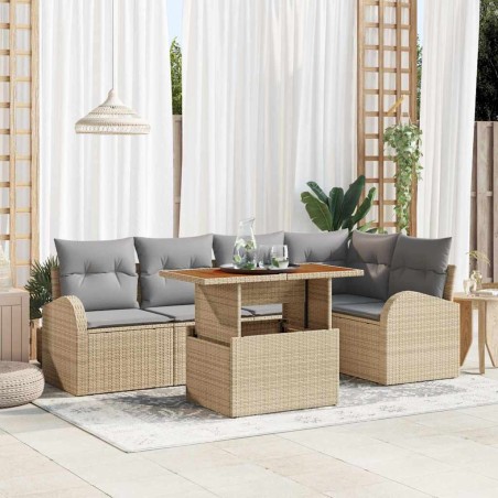 vidaXL Set da pranzo da giardino in 6 pezzi con cuscini beige