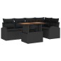 vidaXL Set da Pranzo da Giardino 6 Pezzi con Cuscini in Rattan e Poliestere Nero Acacia vidaXL Set da Pranzo da Giardino 6 Pezzi con Cuscini in Rattan e Poliestere Nero Acacia