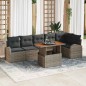 vidaXL Set da Pranzo da Giardino di 7 Pezzi con Cuscini Grigi in Rattan Polietilene e Acacia