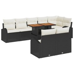 vidaXL Set da Pranzo da Giardino 9 Pezzi con Cuscini in Rattan Sintetico Nero e Legno di Acacia